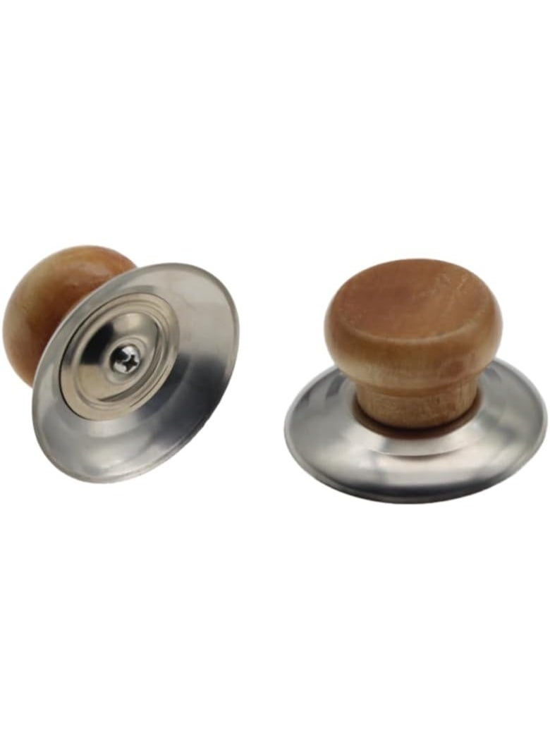 2pcs Pot Lid Knobs Universal Kitchen Cookware Replacement Pot Lid Knobs Pan Lid Holding Handle (Wooden) - Image 1